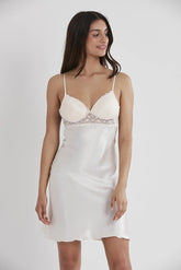 white Pierre Cardin Women's Satin Lace Nightgown