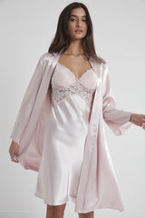 Pierre Cardin Women's Satin Lace Nightgown and Gown Set-4050