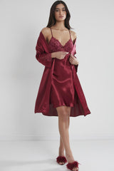 Pierre Cardin Women's Satin Lace Nightgown and Gown Set-4050