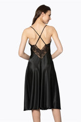 Pierre Cardin Women's Satin Lace Nightgown and Long Gown Set-4370