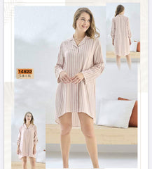 Sevim & Gizzey Striped Women's Nightgown-14822