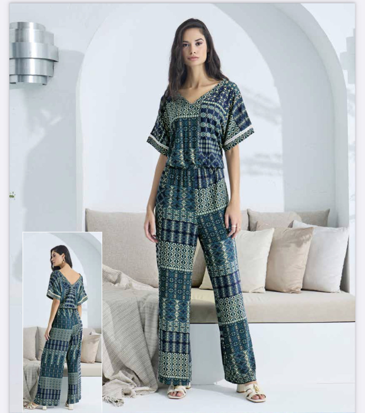 Gizzey Geometric Patterned Women's Jumpsuit-20911