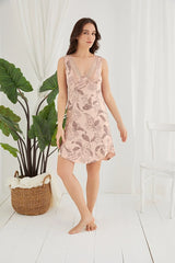 Sevim Women's Floral Thin Strap Nightgown-13555