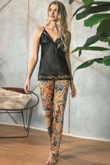 Anil Women’s Satin Pajamas Set with Robe - 5621