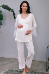 Anil Nursing Pajamas With Robe Plum-5648