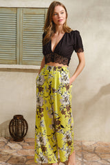 Anil Short Half Sleeve V-Neck Floral Long Leg Lace Summer Pajama Set - 9820