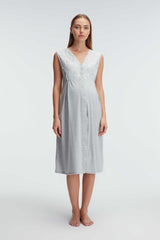 Anil Thick Strap V-Neck Summer Lace Maternity Nightgown & Dressing Gown - 11309