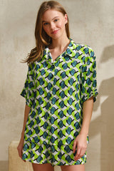 Women's Short Sleeve Shirt, Bralet & Shorts Set
