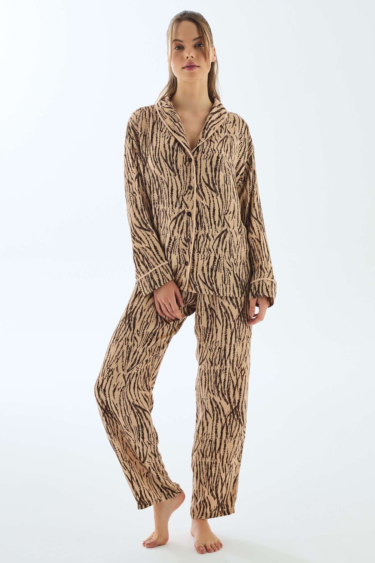 Anil Long Sleeve Shirt and Trousers Viscose Pajama