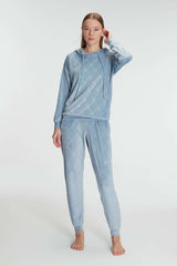Blue Anil Pajamas Long Sets with long sleeves