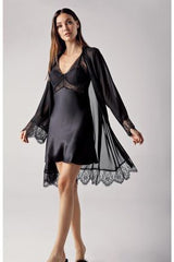 Perin Satin Nightgown Set 4 Pcs – 5004