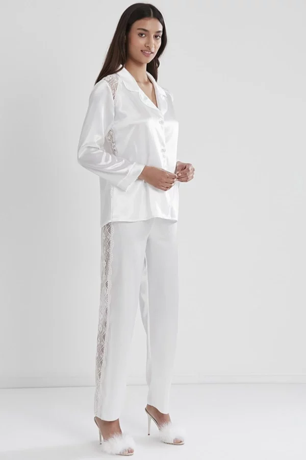 Pierre Cardin Women's Satin Lace Pajamas Set - 1438