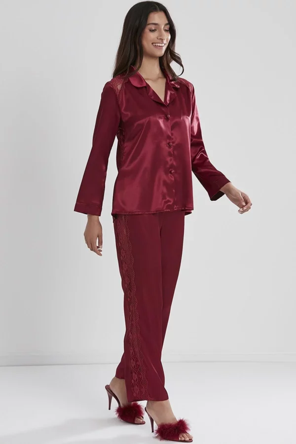 Pierre Cardin Women's Satin Lace Pajamas Set - 1438