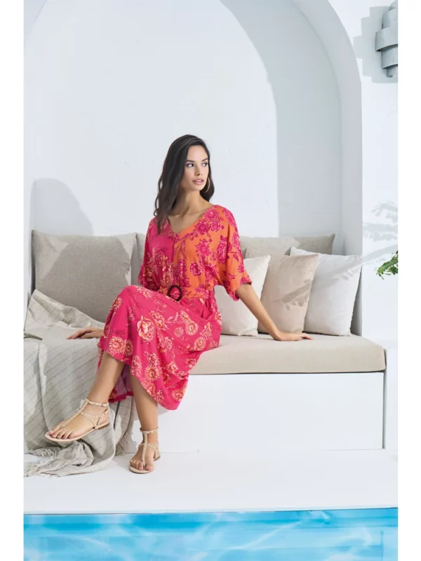 Gizzey Floral Women's Belt Shirt Dress-20866