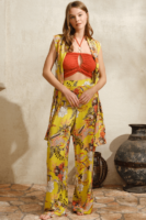 Halter Neck V-Neck Women's Floral Patterned Summer Beaded Detailed Pajama Set Dressing Gown Anıl - 5754